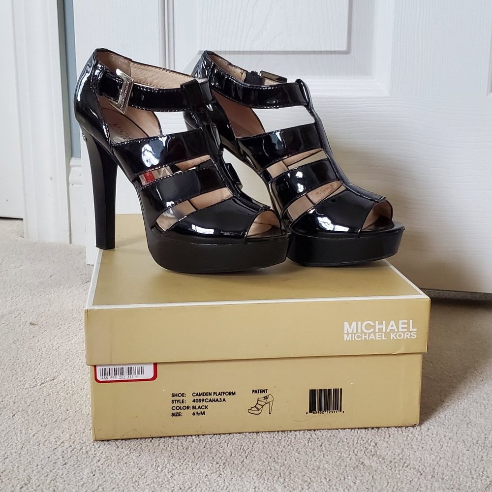 Size 6.5 Michael Kors Black Patent Platforms